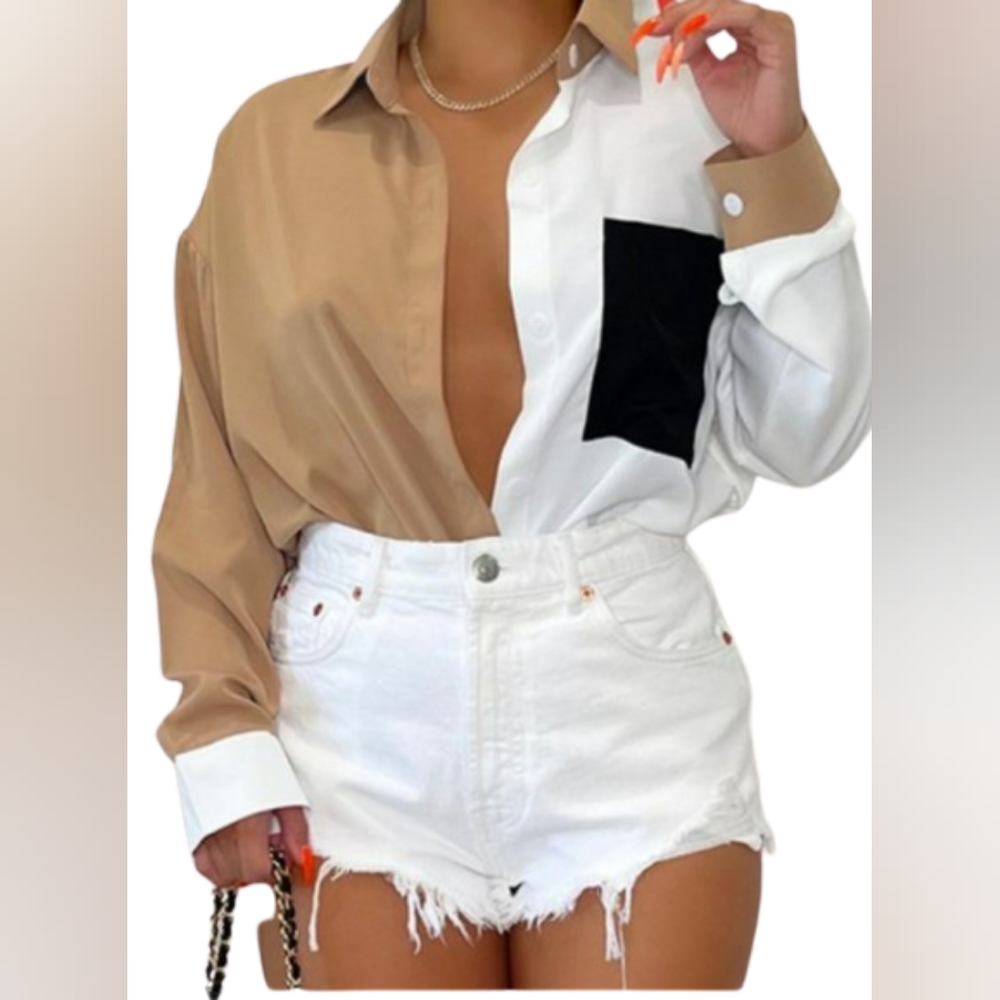 Marysol.Boutique Top Color Block Collard Women's